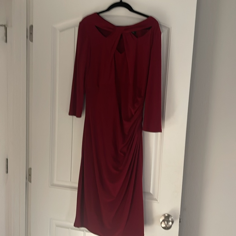 INC Crepe dress, crimson red,  size 14